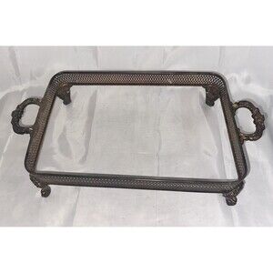 Vintage Silver Plated Footed Casserole Dish Holder Serving Tray 14.5 x 9.5 in